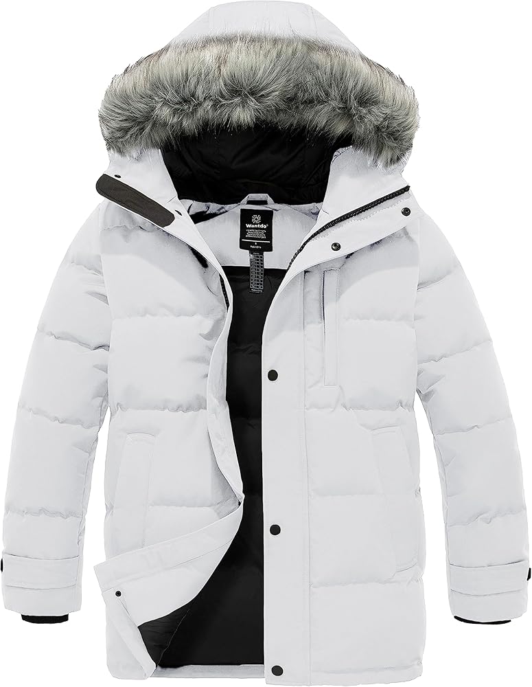 wantdo Men's Winter Jacket Thicken Winter Coat Warm Puffer Jacket with Fur Hood