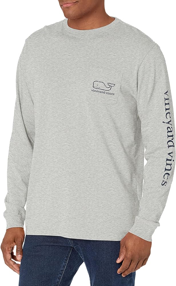 vineyard vines Men's Long Sleeve Vintage Whale Pocket T-Shirt