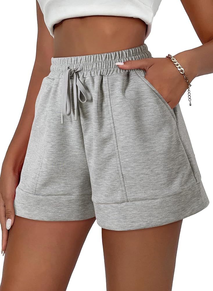 Dokotoo Women's Air Layer Casual Comfy Moisture Wicking Drawstring Shorts with Pockets