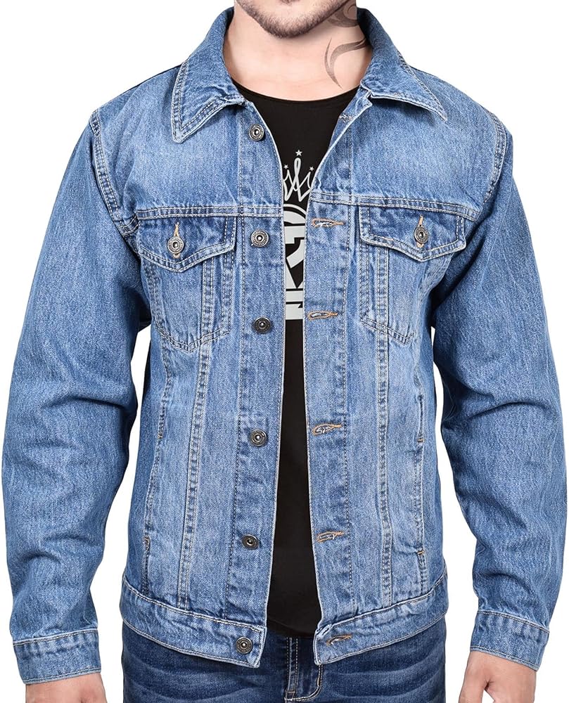 A2Z Mens Jacket Fashion Denim Jacket Jeans Long Sleeves Coat for Mens S,M,L,XL,XXL