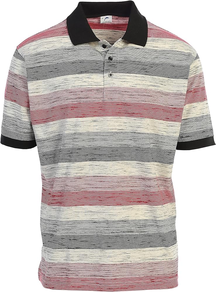 Gioberti Mens Club Stripe Polo Shirt - Short Sleeve, Regular Fit, Yarn Dye