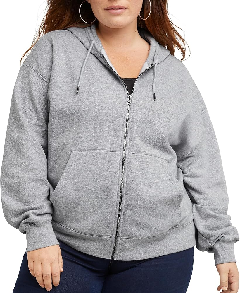 Hanes Womens Originals Full-Zip Hoodie, Midweight Fleece Sweatshirt, Zip Hoodie For Women, Plus Size Available