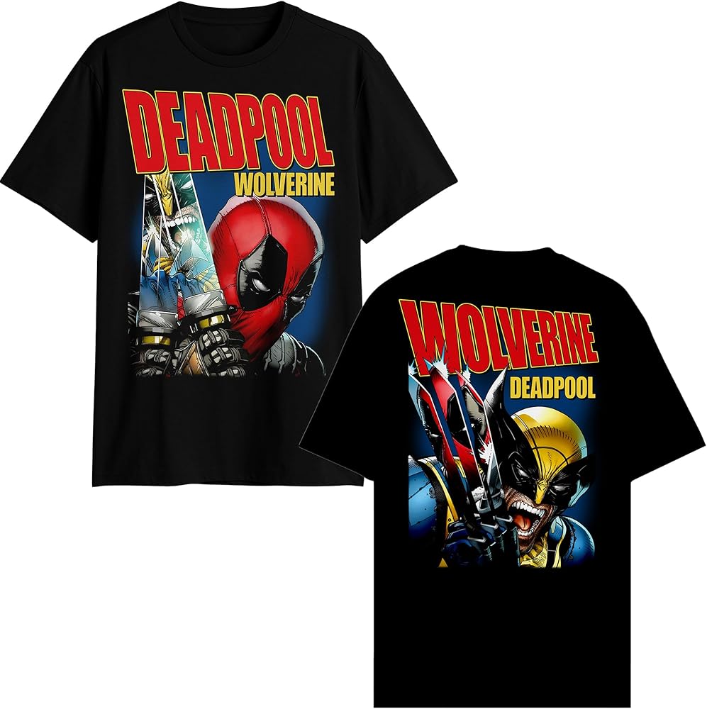 Marvel Deadpool Wolverine Magazine Front Back T-Shirt