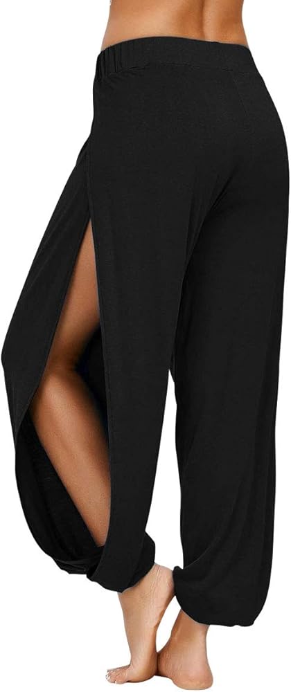 PACBREEZE Women's Yoga Harem Pants Side Slit Joggers Active Workout Sweatpants Beach Cover-up Pants