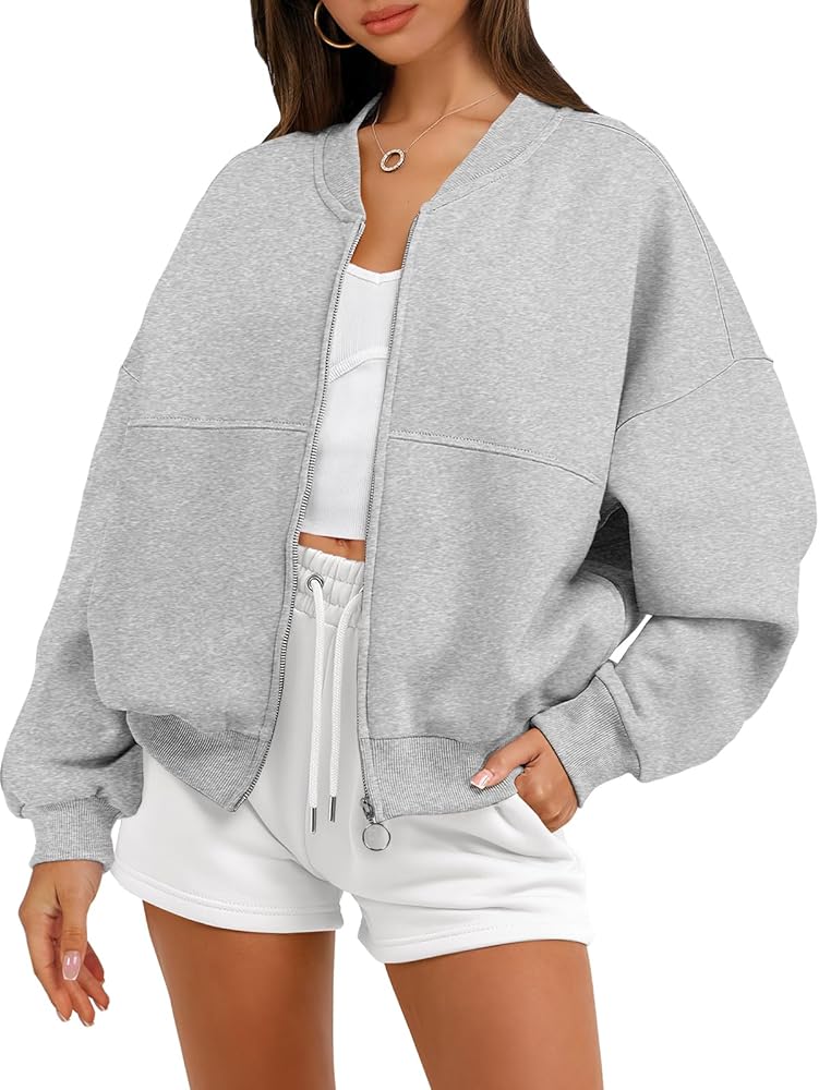 ANRABESS Women's Zip up Oversized Sweatshirts Fleece jacket Coat Long Sleeve Casual Hoodie 2024 Fall Teen Girls Top Clothes