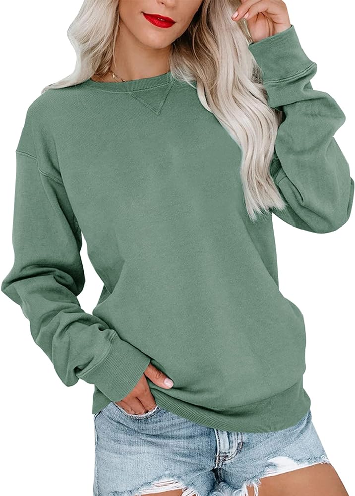 Bingerlily Womens Casual Long Sleeve Sweatshirt Crew Neck Cute Pullover Relaxed Fit Tops