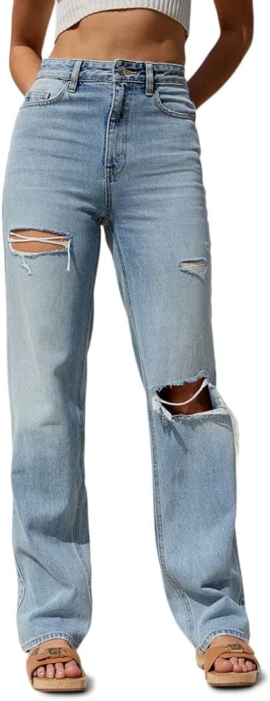 PacSun Women's Light Indigo Ripped '90s Boyfriend Jeans