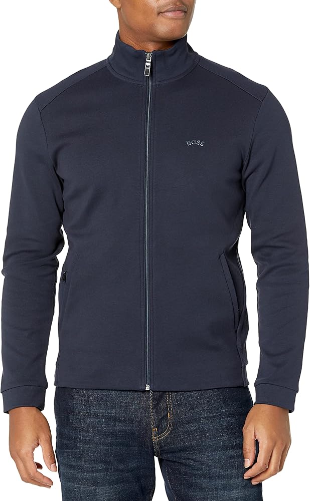 BOSS Men's Sporty Regular Fit Zip Up Cotton Jacket