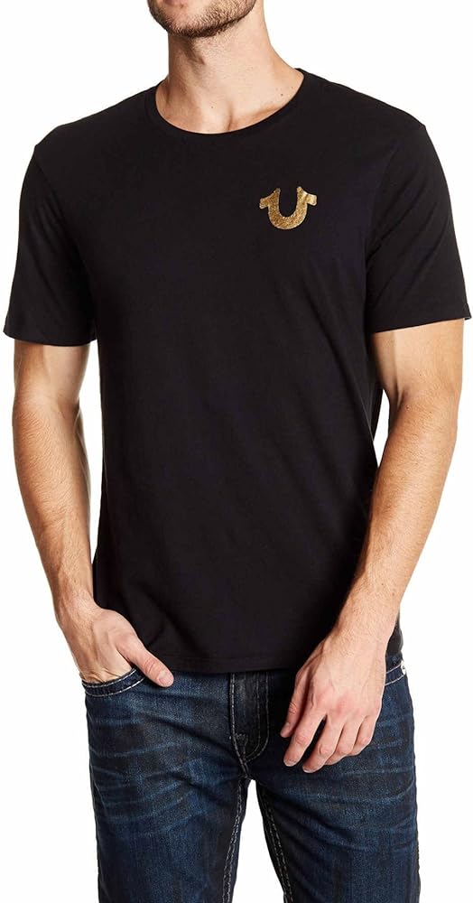 True Religion Men's Big Buddha Metallic Short Sleeve Tee