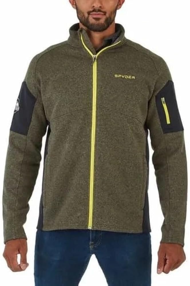 Spyder Men's Empire Full Zip Jacket, Green/Yellow, Large