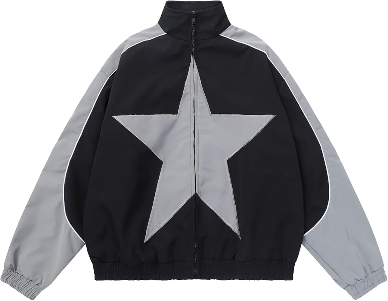 Aelfric Eden Men's Lightweight Star Soft Shell Jacket Stand Collar Waterproof Outdoor Oversized Casual Vintage Hip-Hop Coat