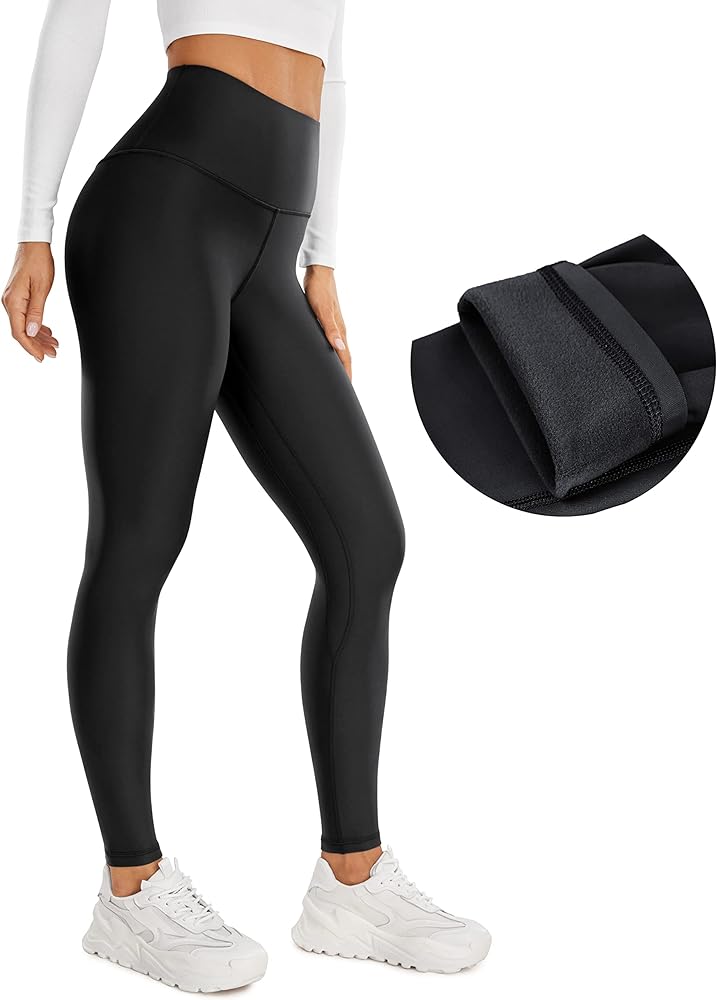 CRZ YOGA Thermal Fleece Lined Leggings Women 28'' - Winter Warm Workout Hiking Pants High Waisted Yoga Tights Full Length