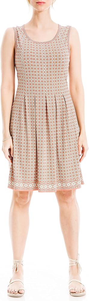 Max Studio Women's Printed Sleeveless Fit and Flare Dress