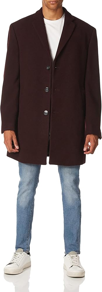 Calvin Klein Men's Slim Fit Wool Blend Overcoat Jacket