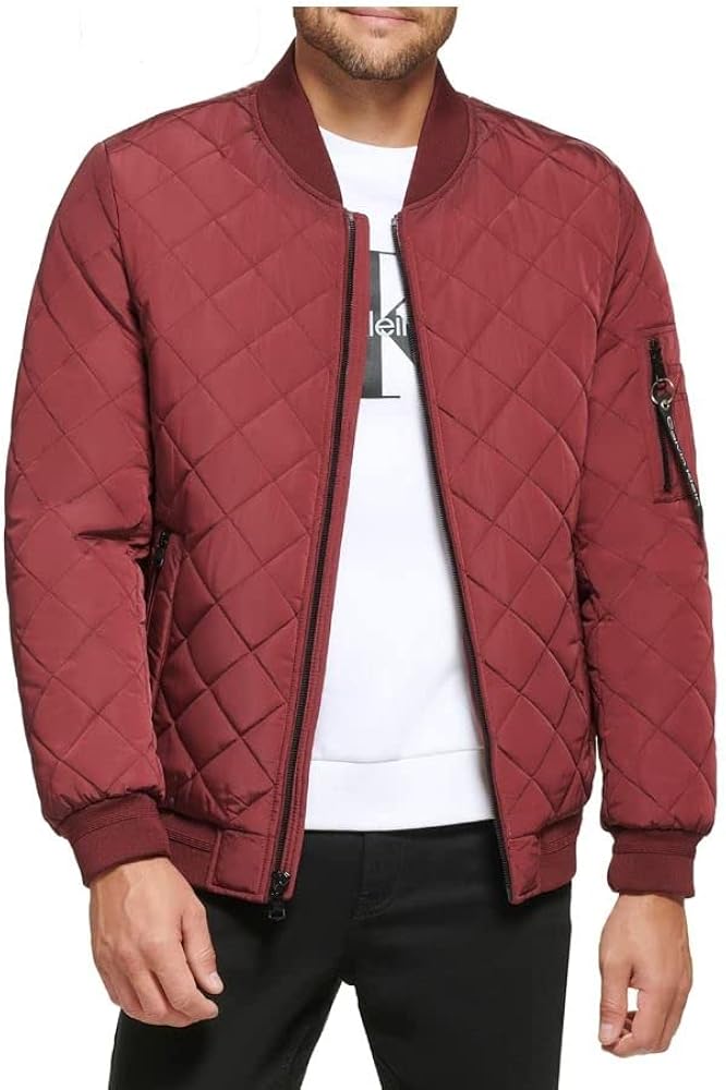 Calvin Klein Men's Quilted Zipper Detail Flight Jacket