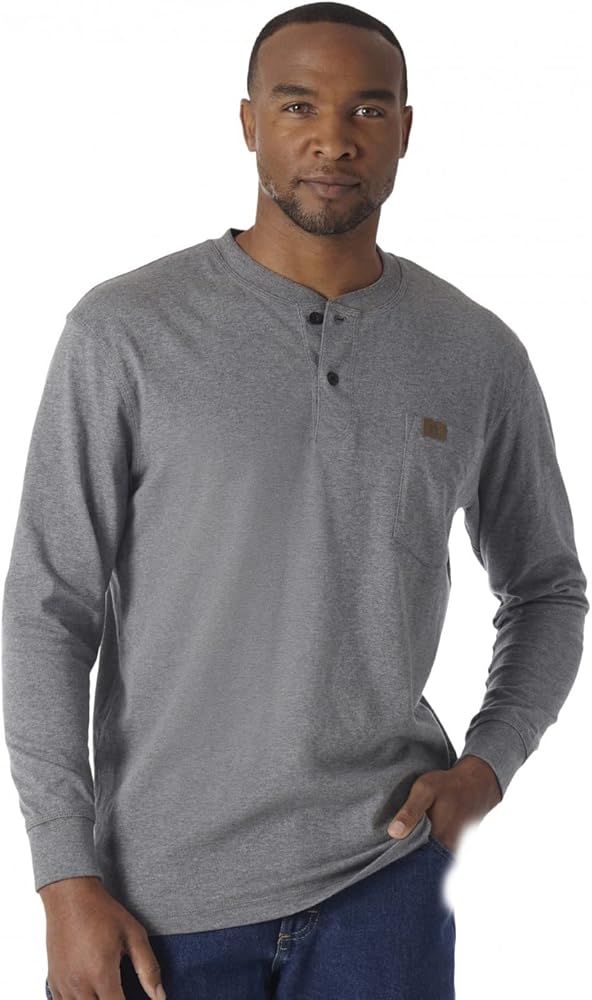 Wrangler Mens Long Sleeve Solid Henley Shirt