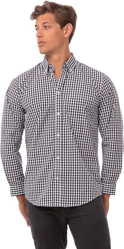 Chef Works Men's Gingham Dress Shirt