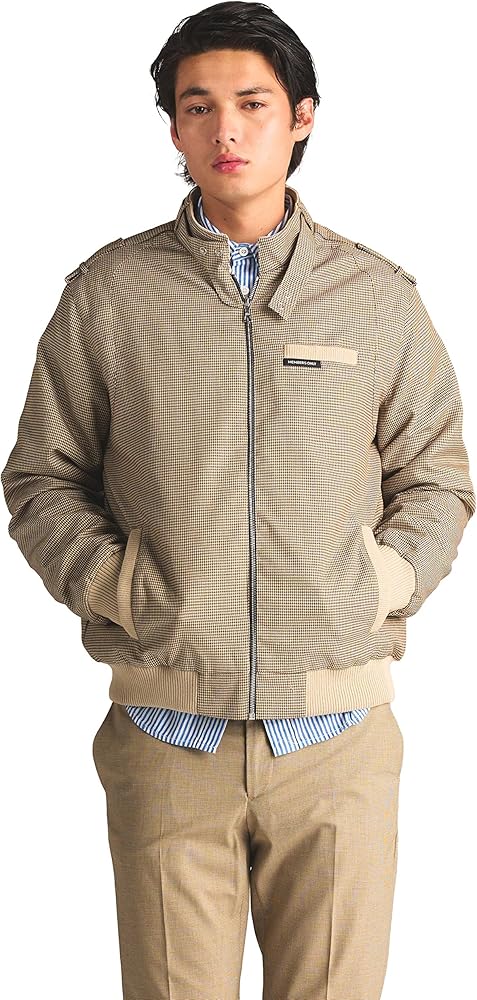 Members Only Men's Clinton Houndstooth Iconic Jacket (Beige Houndstooth)