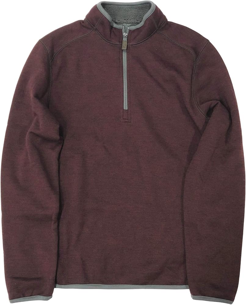 G.H. Bass & Co. Mens Burgundy Speckle Thermal 1/4 Zip Jacket Shirt Medium