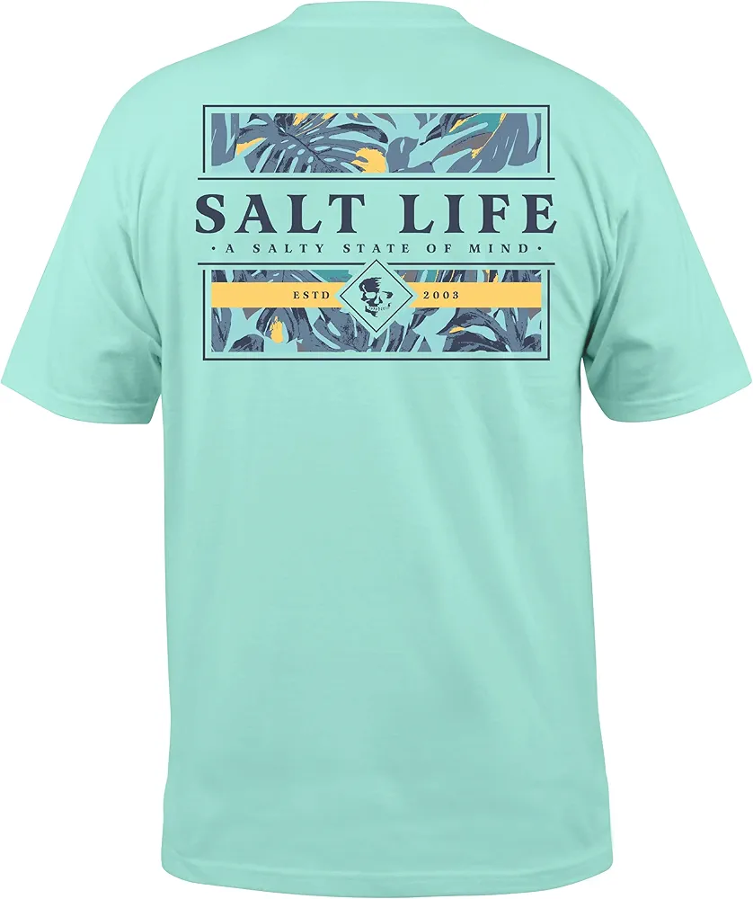 Salt Life Men's Standard Skull and Poles Short Sleeve Pocket Crew Neck Tee