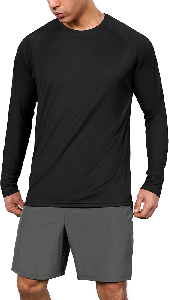 ODODOS Men's Quick Dry Long Sleeve Shirts UPF 50+ Sun Protection SPF Athletic Tops Workout Fishing T-Shirts