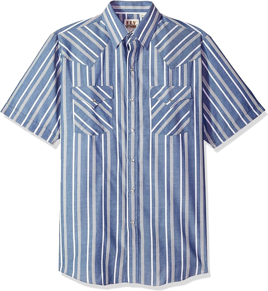 ELY CATTLEMAN Men's Short Sleeve Stripe Western Shirt