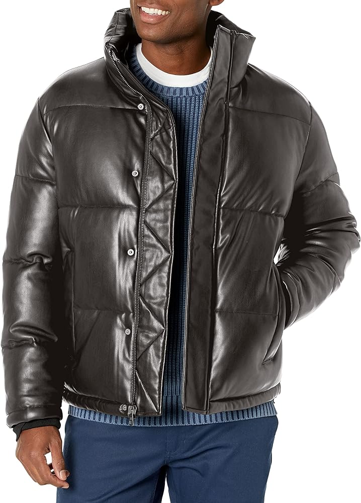 Calvin Klein Men's Classic Faux Leather Puffer