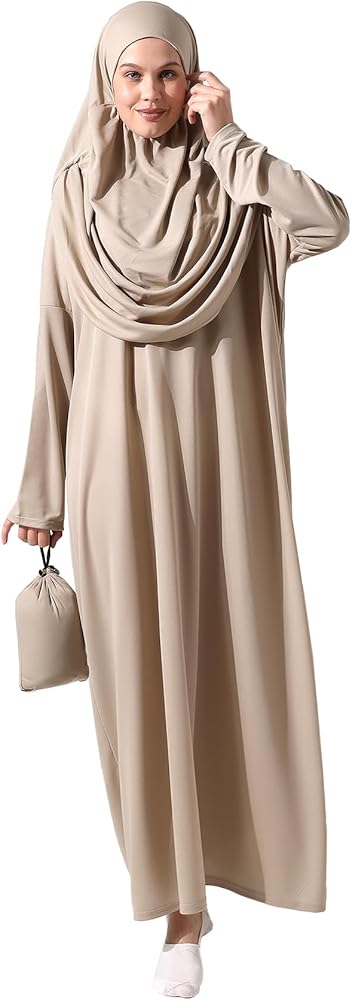 ihvan online Muslim Dresses for Women, Prayer Dress, Islamic Hijab Abaya, One-Piece Long Sleeve Islamic Prayer Dress