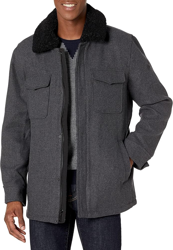 Vince Camuto Men's Sherpa Trim Wool Field Jacket Coat