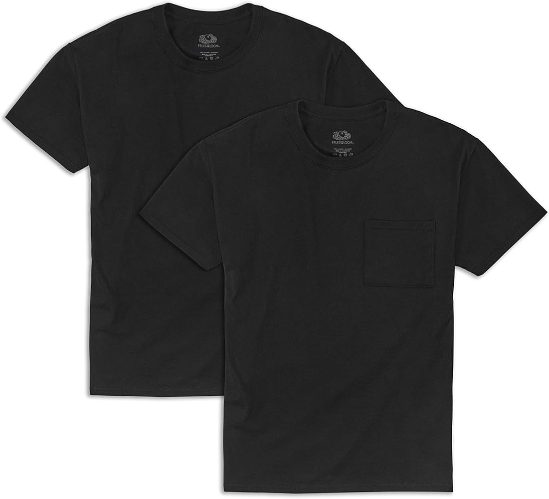 Fruit of the Loom Men's Eversoft Cotton Short Sleeve Pocket T-shirts, Breathable & Tag Free