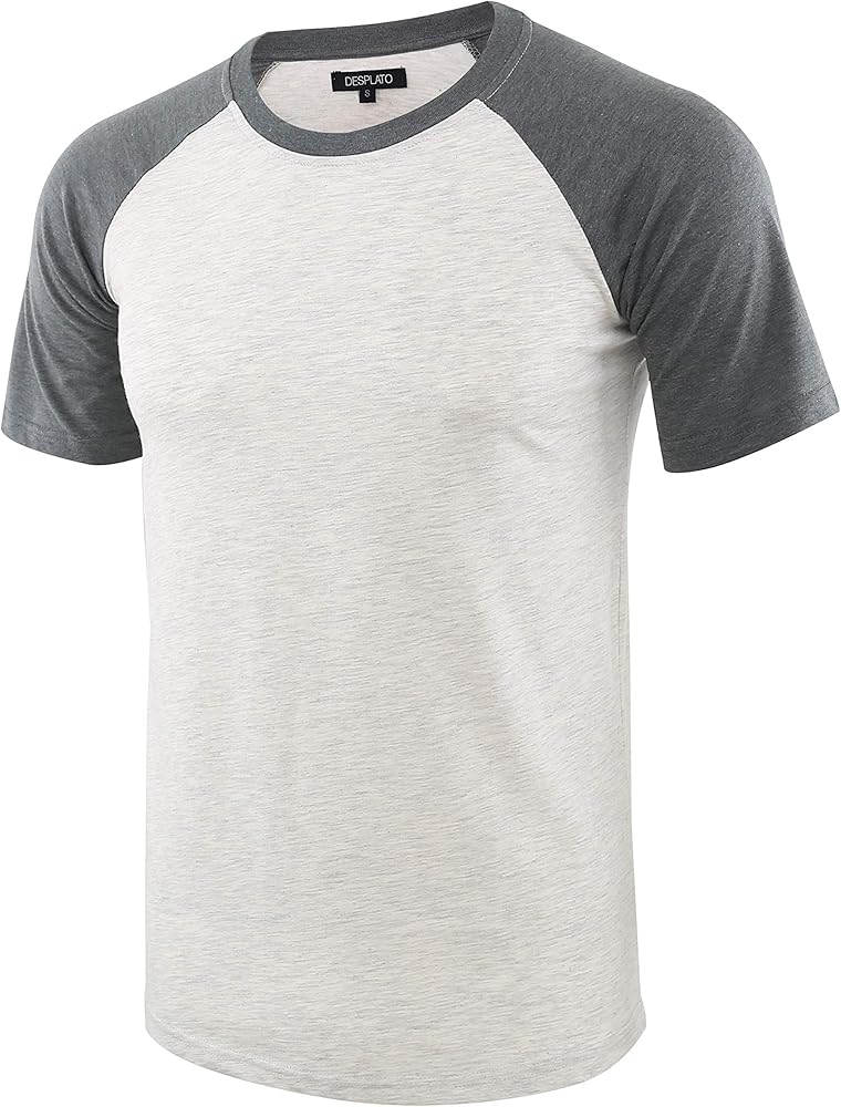 Mens Casual Basic Vintage Active Short/Long Raglan Sleeve Crew Neck Running Hiking T Shirt