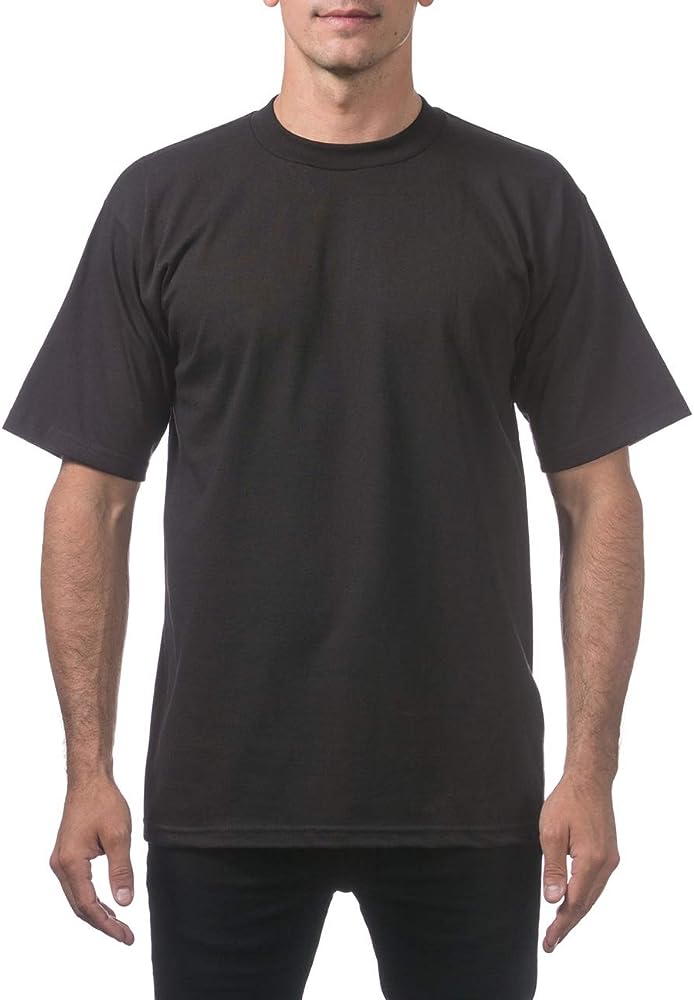 Pro Club Men's Heavyweight Cotton Short Sleeve Crew Neck T-Shirt, Black, 2X-Large