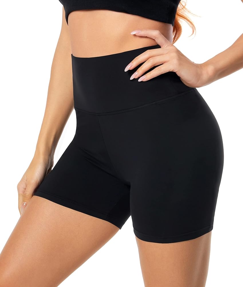 FULLSOFT High Waisted Biker Shorts for Women-5" Tummy Control Fitness Athletic Workout Running Yoga Gym Shorts