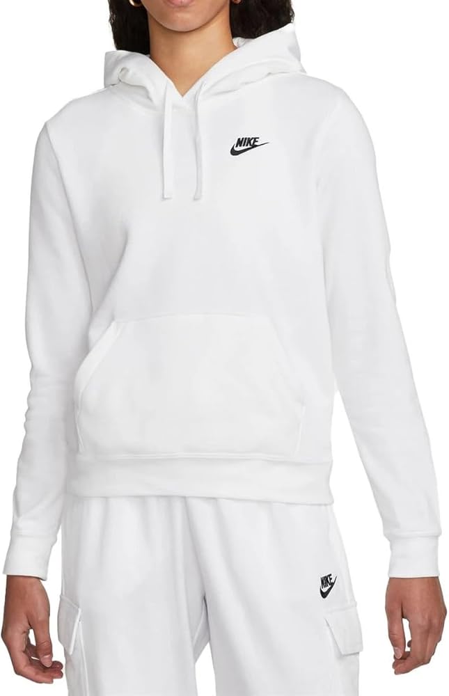 NIKE Sportswear Club Fleece Women's Pullover Hoodie Adult DQ5793-10, Size L White/Black