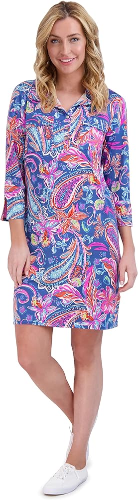 Stella Parker Women's UPF Button Up Collared Dress