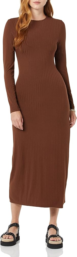 Amazon Essentials Women's Wide Rib Open Back Long Sleeve Dress (Previously Daily Ritual)