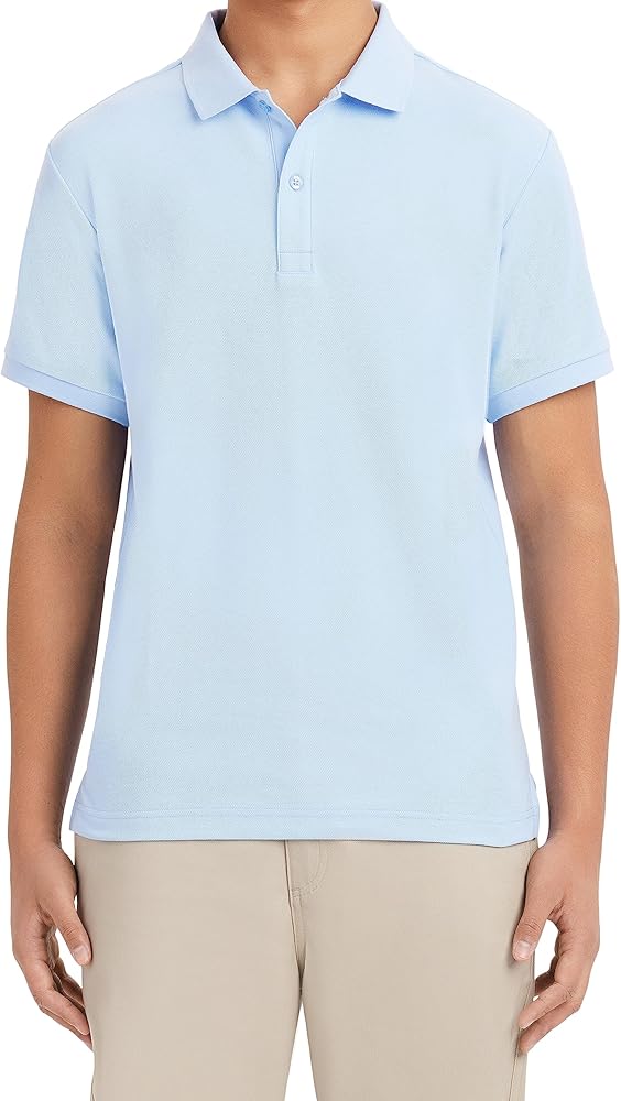 Nautica Young Men's Uniform Short Sleeve Stretch Pique Polo