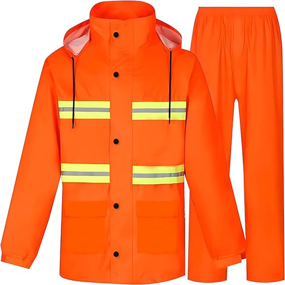 Rain Suits for Men Waterproof High Visibility Reflective Heavy Duty Outdoor All-Sport Work Rain Gear