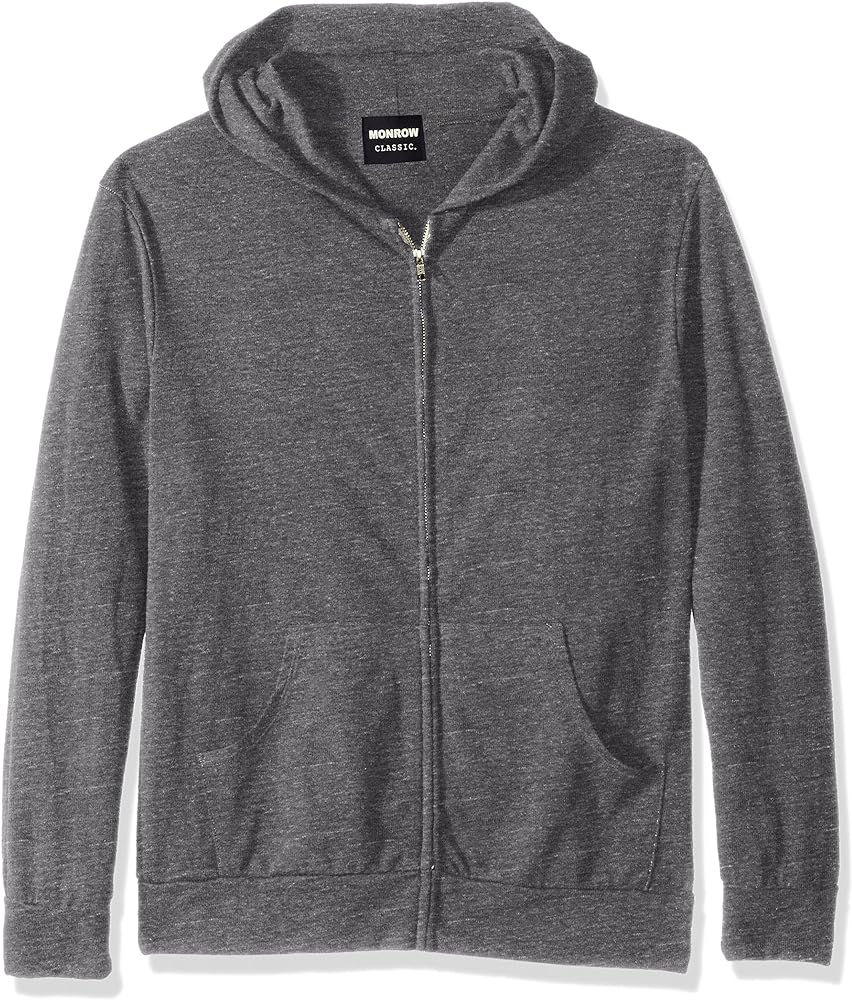 Monrow Men's Heather Fleece Zip Up Hoody