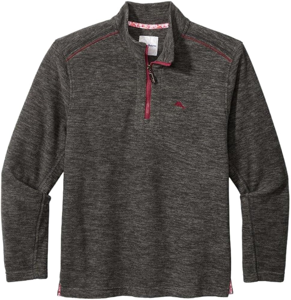 Tommy Bahama Men's Summit Peak Fleece Half Zip (Black, Small)