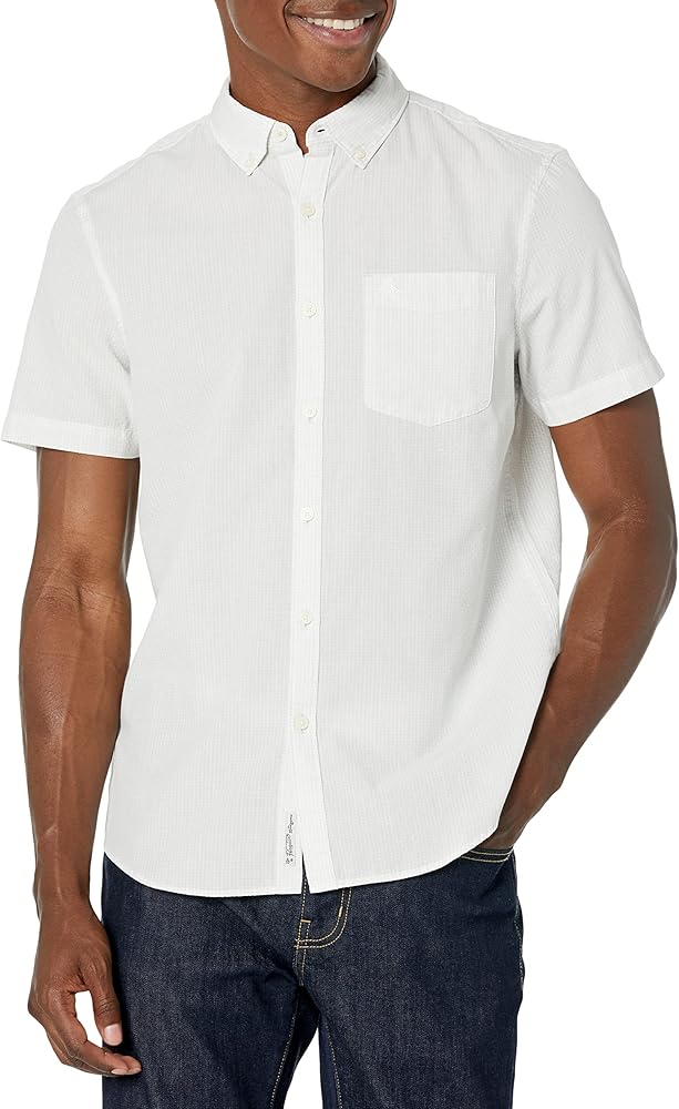 Original Penguin Men's WVN Short Sleeve Seersucker Shirt