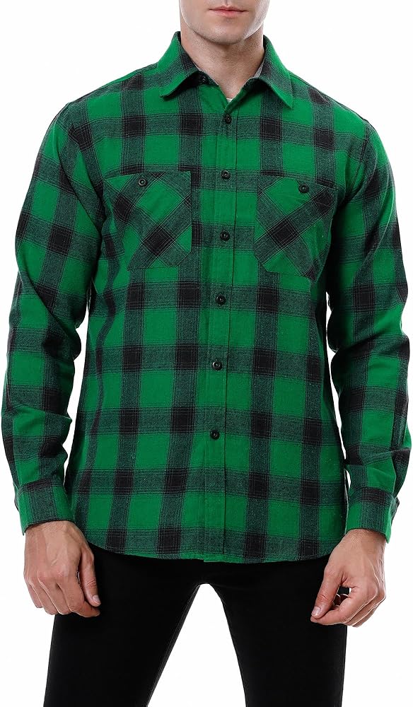 Men's Flannel Plaid Shirts Casual Button Down Shirt Long Sleeve Regular Fit Shirt