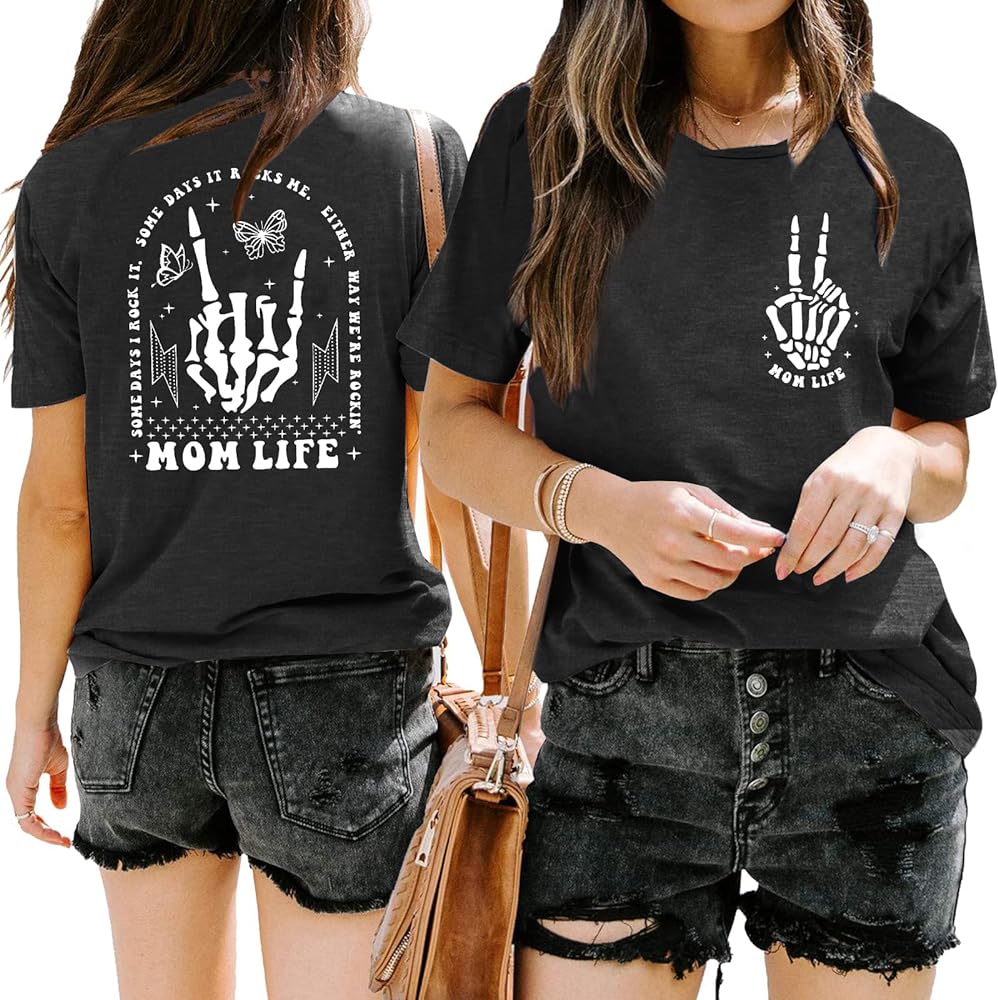 Mama Shirts Mom Life T-shirts Women Motherhood Some Days I Rock It Shirt Vintage Casual Short Sleeve Tops