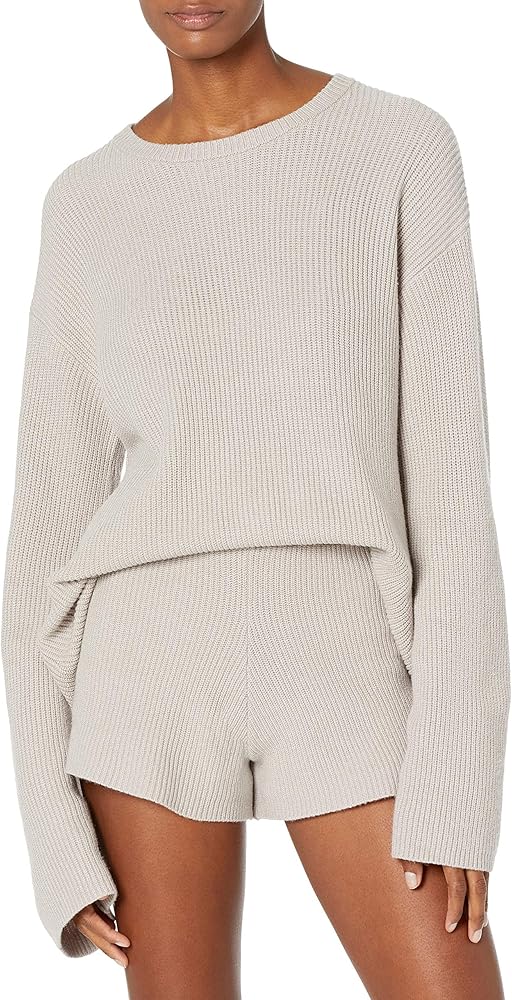 The Drop Women's Alice Crew-Neck Back-Slit Ribbed Pullover Sweater