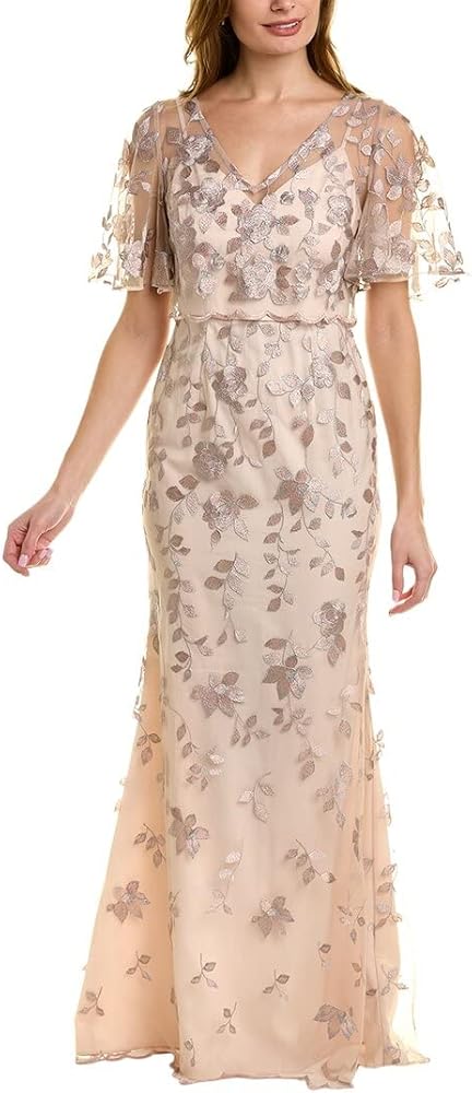 Adrianna Papell Women's Floral Embroidery Mermaid Gown