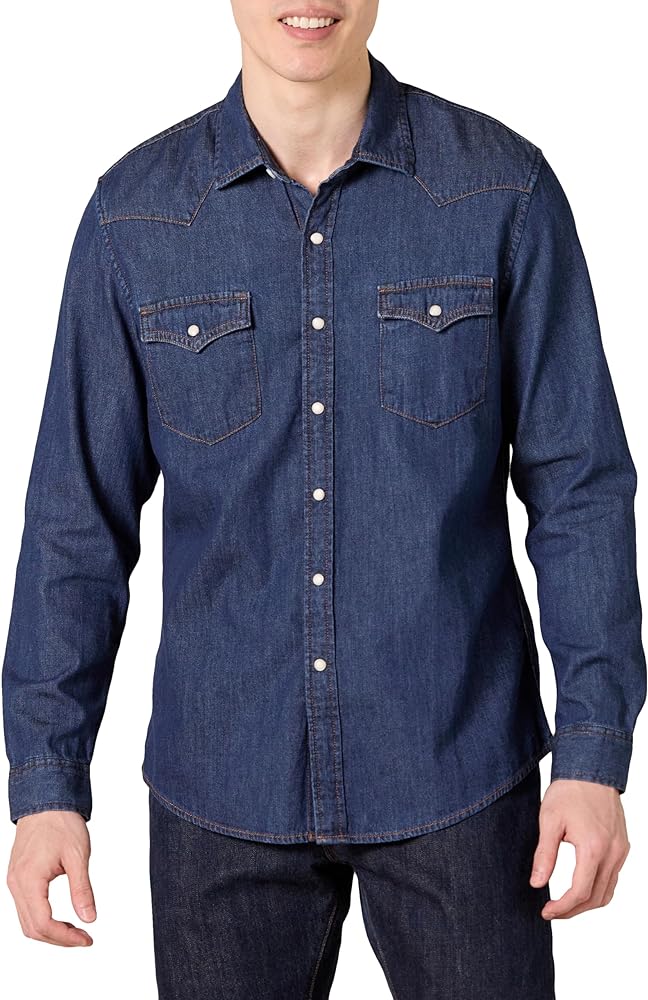 Amazon Essentials Men's Slim-fit Long-Sleeve Denim Shirt