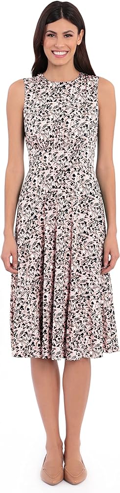 London Times Women's Sleeveless Fit and Flare Dress