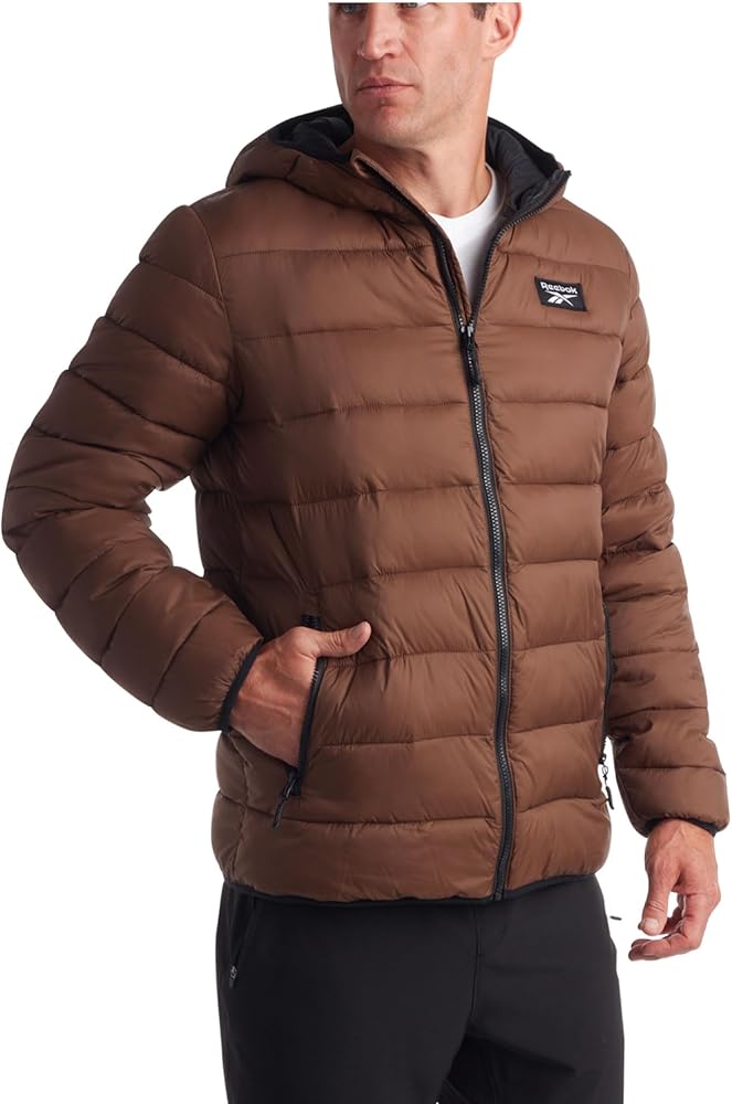 Reebok Men's Jacket – Lightweight Hooded Quilted Puffer Coat – Warm Insulated Winter Jacket for Men (S-4X)