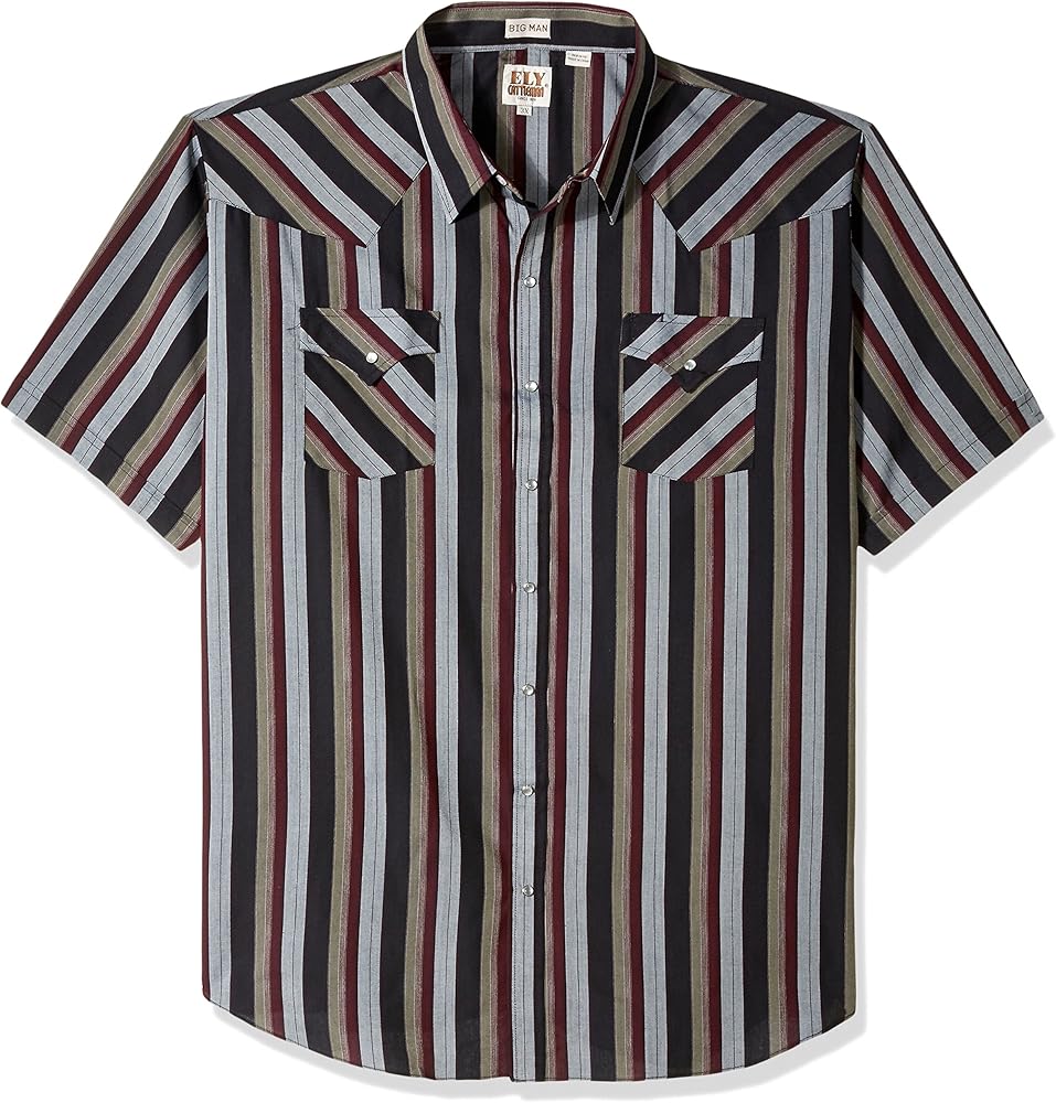 ELY CATTLEMAN Men's Short Sleeve Stripe Western Shirt