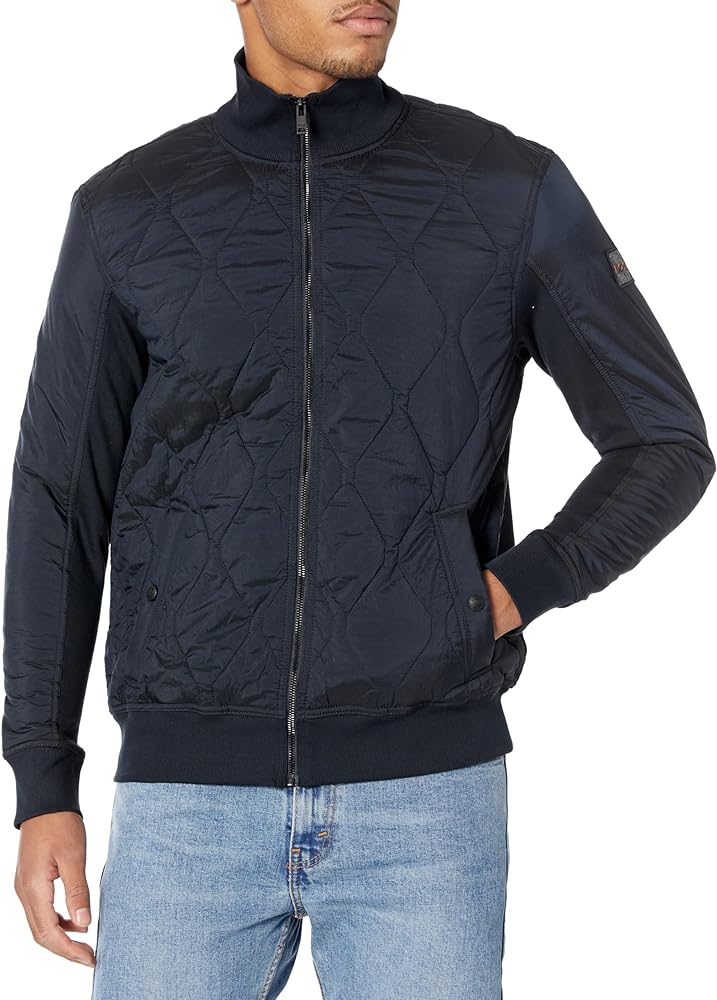 BOSS Men's Quilted Detail Zip Up Jersey Jacket